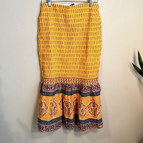 J. Crew Smocked Sunny Block Print Maxi-skirt 8 - Picture 2 of 8